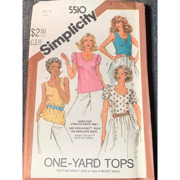 Simplicity Misses Shirt Sewing Pattern sz 12 5510 - uncut - Picture 1 of 3